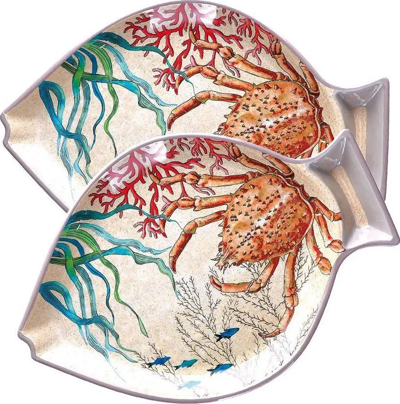 Rose & Tulipani Sea Life Fish-Shaped Dinner Plate Set – Two 33 X 23 Cm Plates 1