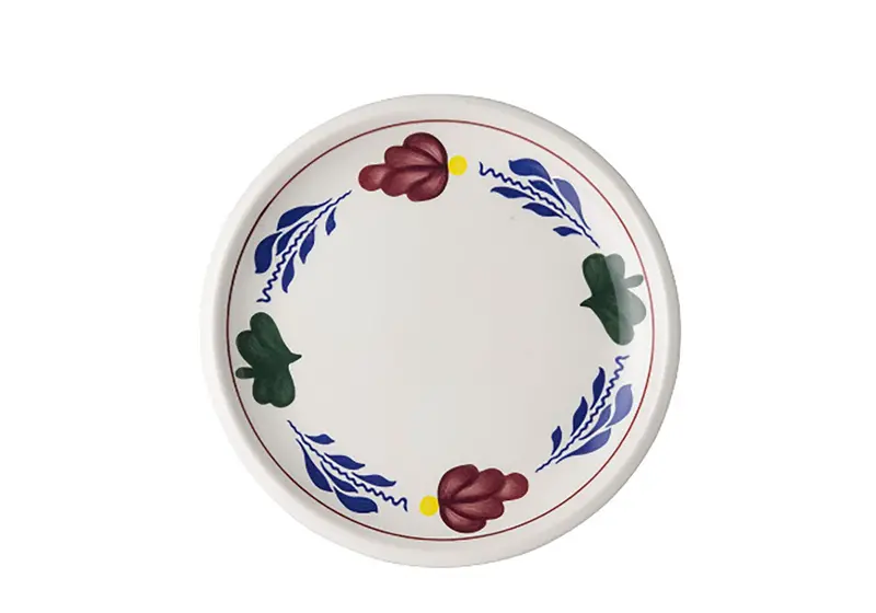Royal Boch Boerenbont Cream 16Cm Medium Flat Plate Set (6 Pcs) With Vintage Decor – Ceramic 1