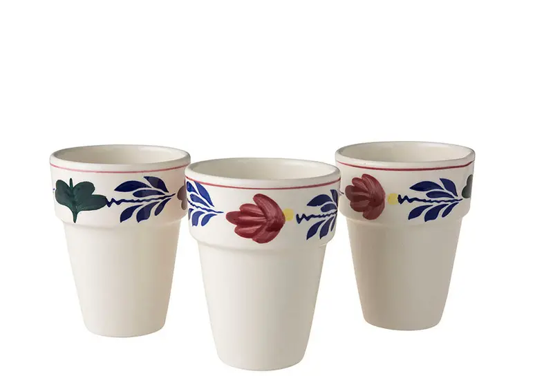 Royal Boch Boerenbont Cream Ceramic Milk Mug Set – 3 Pieces (0.25L Each), Decorated 1