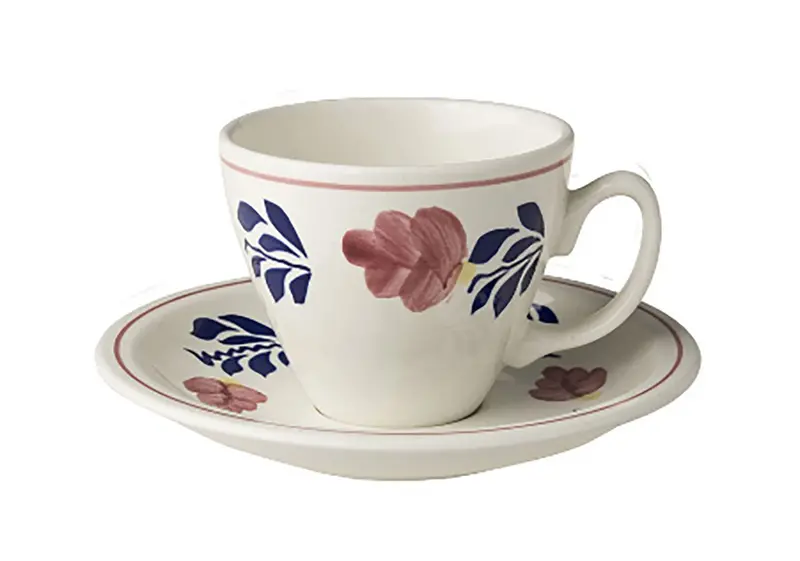 Royal Boch Boerenbont Cream Standard Mug & Saucer Set – 6 Pieces, 0.19 L 1