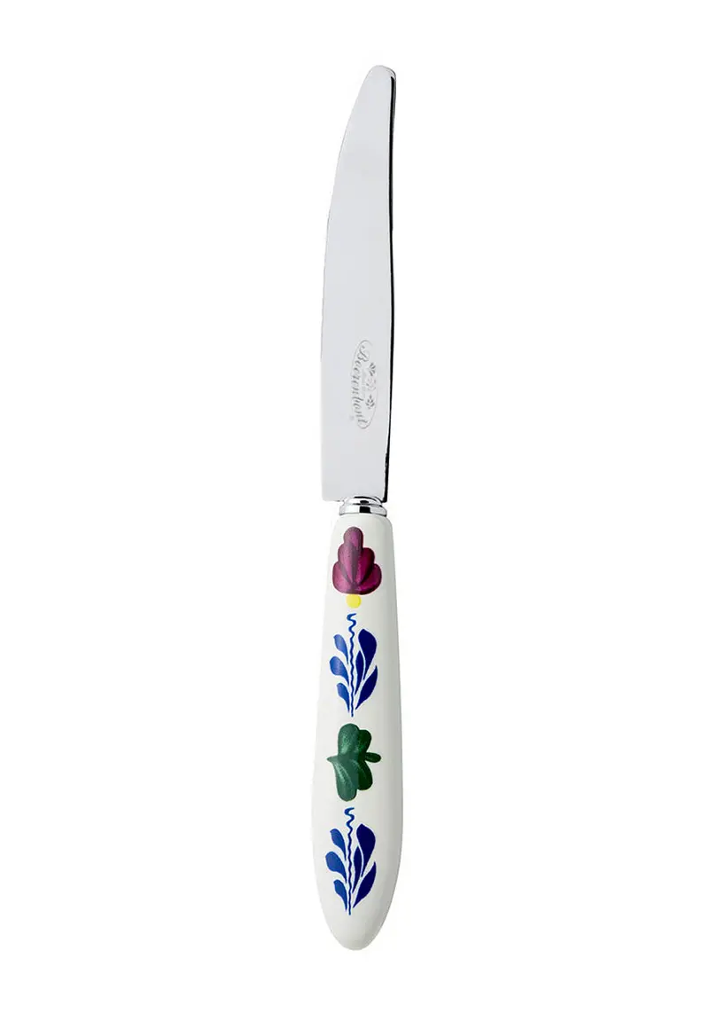 Royal Boch Boerenbont Cream Table Knife Set – 5 Pieces, Stainless Steel Accent 1