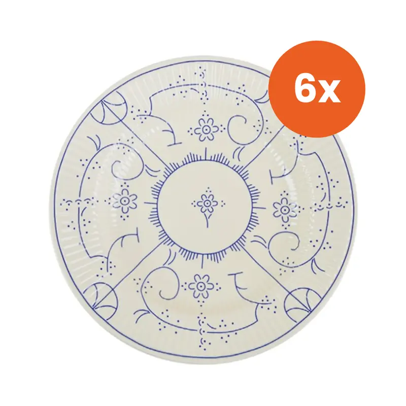 Royal Boch Copenhague 6-Piece 24.5 Cm Deep Ceramic Plate Set (Cream, Decorative) 1