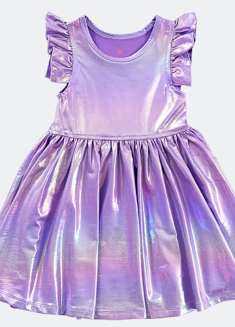 Ruffle Steph Dress – Iridescent Purple Finish 1