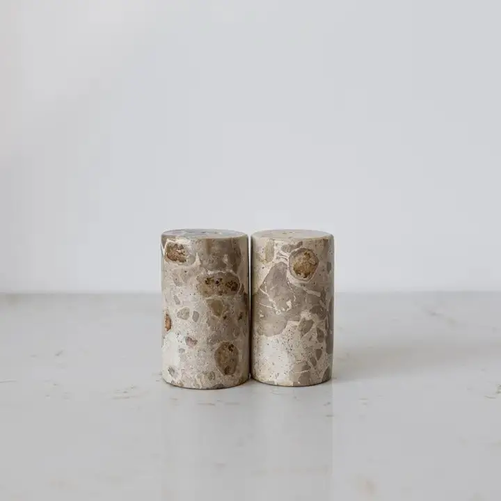 Salt And Pepper Shaker Set In Chocolate Marble 1