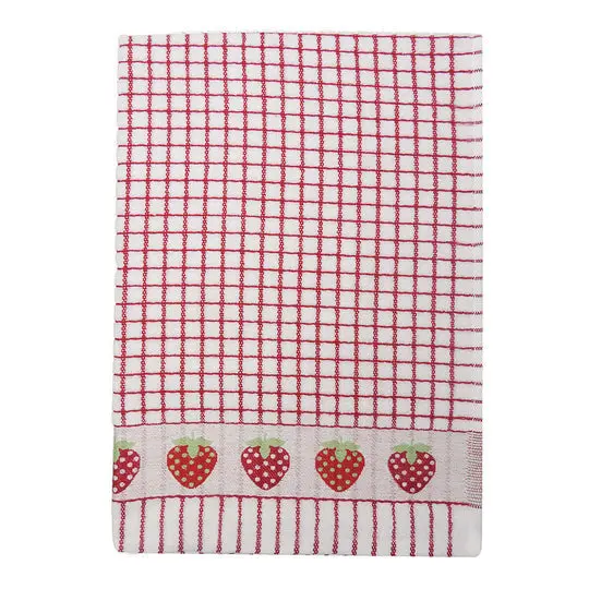 Samuel Lamont Poli-Dri Jacquard Tea Towel – Red & Strawberry Design 1