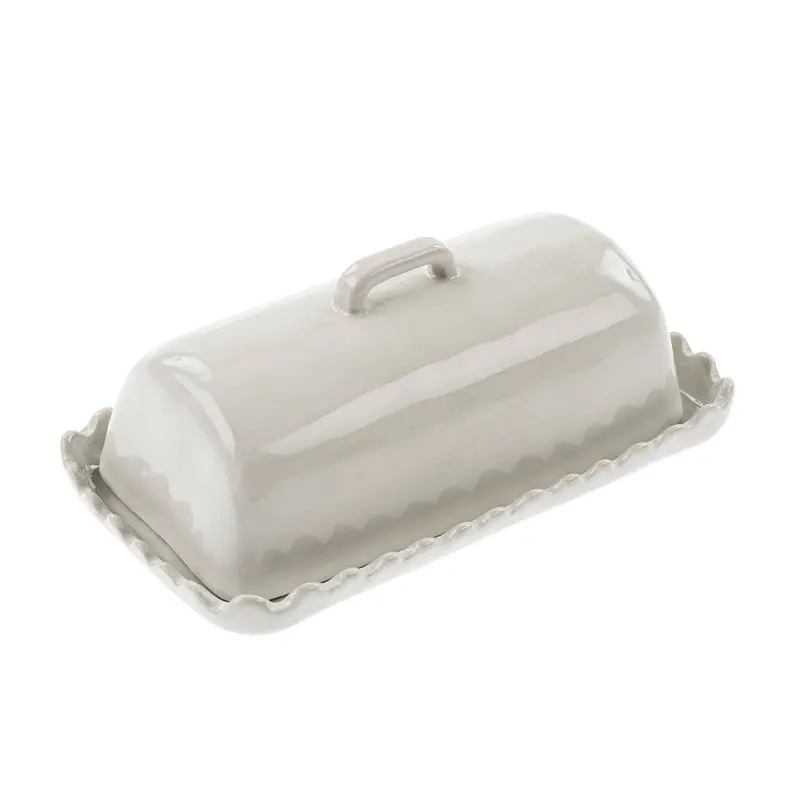 Scalloped Ceramic Butter Dish With Lid 1