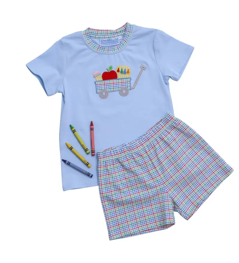 School Supplies Wagon Matching Short Set 1