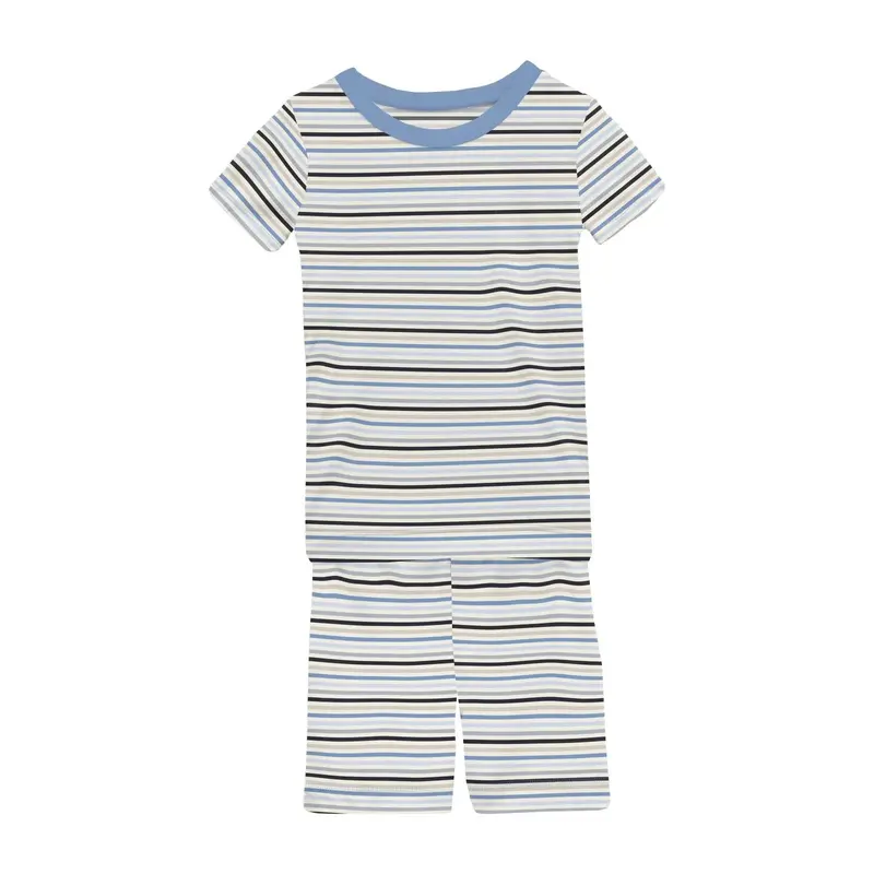 Short Sleeve Pajama Set With Shorts – Rhyme Stripe Print 1