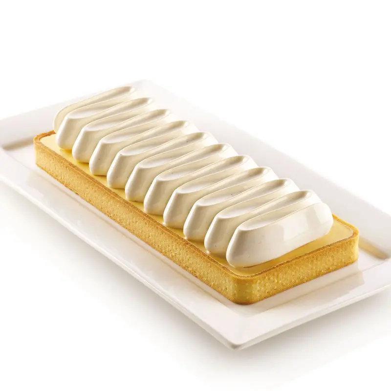 Silikomart Nouvelle Vague Tart Kit – Rectangular Ring + Patterned Silicone Mat 1