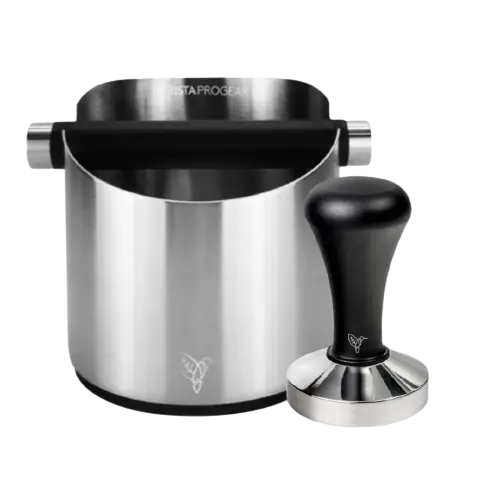 Silver Combo Kit: Compact Knock Box + Espresso Tamper 1