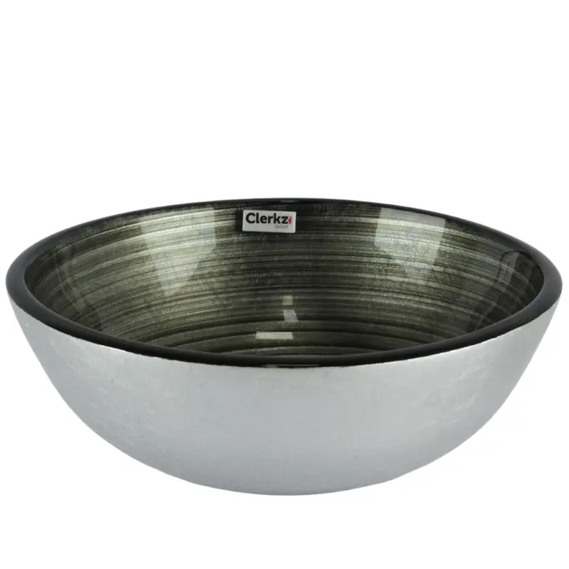 Silver-Toned Glass Vanity Basin – 35 Cm Diameter 1