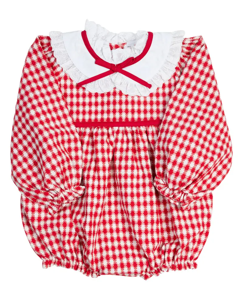 Snowflake Jacquard Bubble Romper For Girls 1