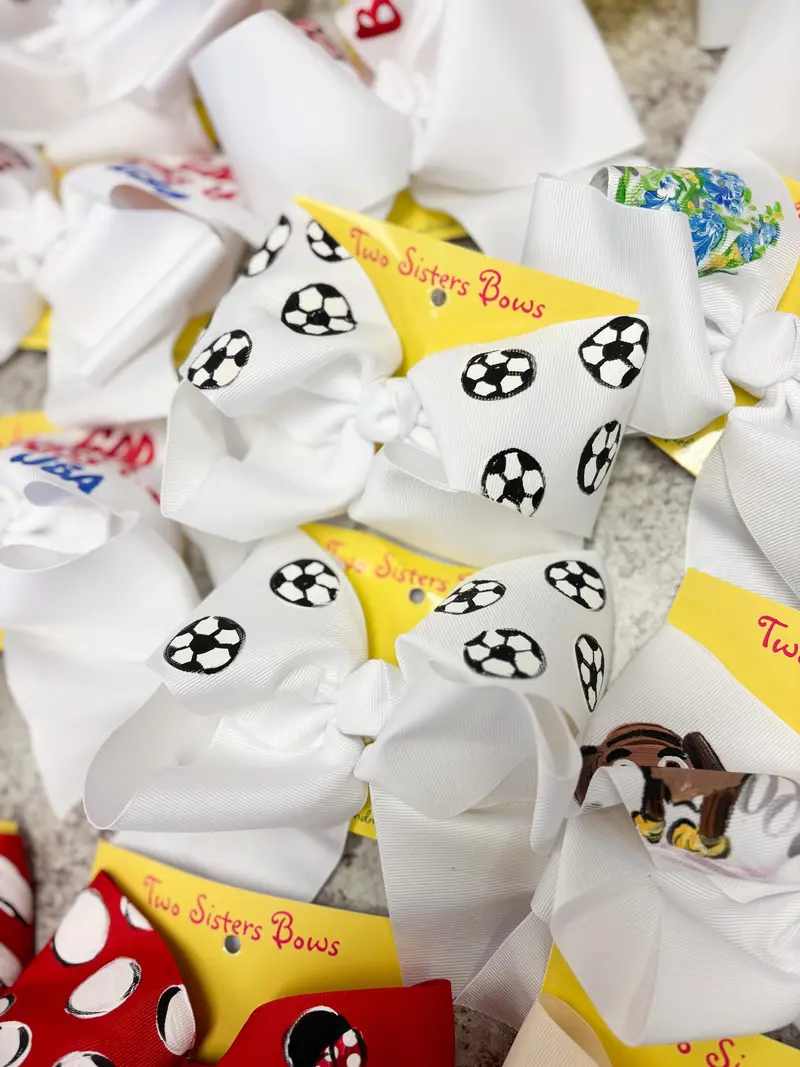 Soccer-Inspired Xl Hand-Painted Bow By Two Sisters 1