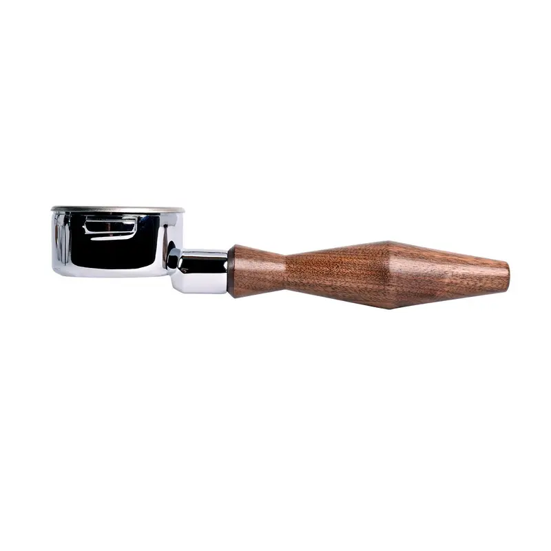 Solid Wood-Handled Bottomless Espresso Portafilter For Flow Visualization 3