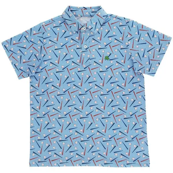 Sport Henry Polo With Baseball Motif In Navy 1