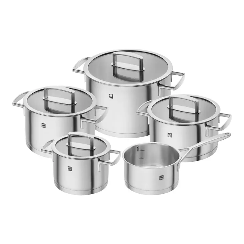 Spring 5-Piece Cookware Set – Stainless Steel Pots Ensemble 1