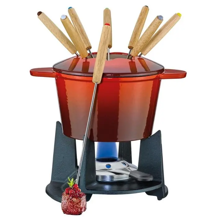 Spring Grenoble Red Ceramic Cheese Fondue Set – 16 Cm, Modern Tabletop Appliance 1
