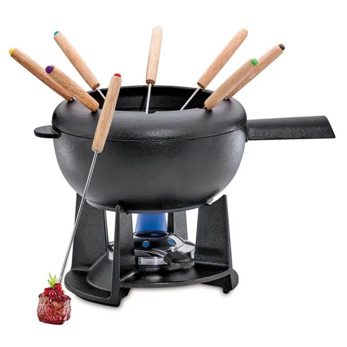 Spring Saas Fee Fondue Set – Matte Black 20 Cm Cast Aluminum Pot With Burner 1