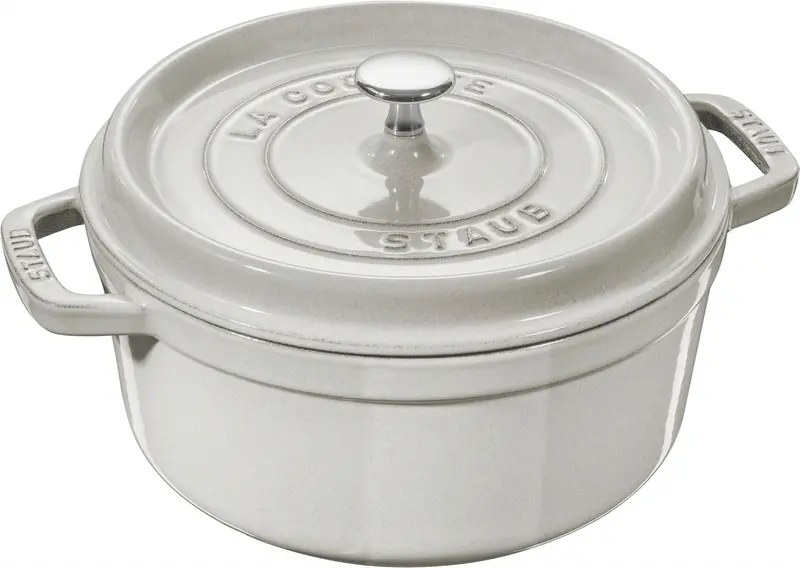 Staub Round Enamel Cast Iron Cocotte – 24 Cm, White Truffle Finish 1