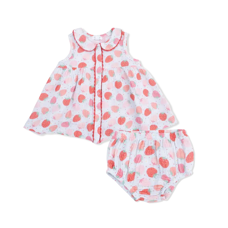 Strawberry Bliss Jill Dress – Sleeveless Sundress With Coordinating Bloomers 1