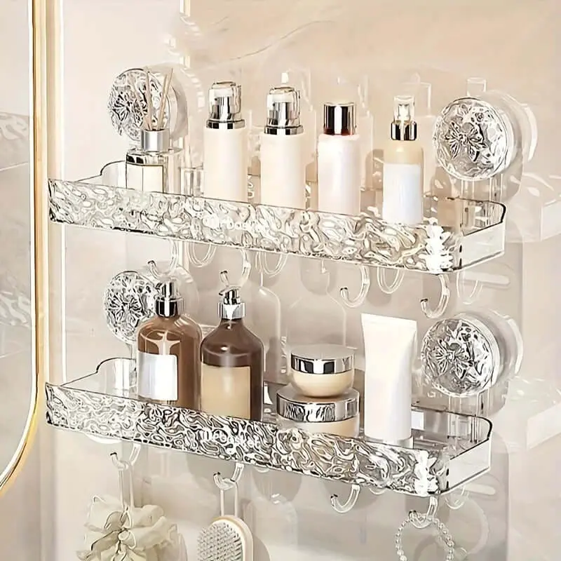 Suction-Mount Bathroom Shelf Kit – Quick-Install Ventosa Rack For Toiletries & Towels 1
