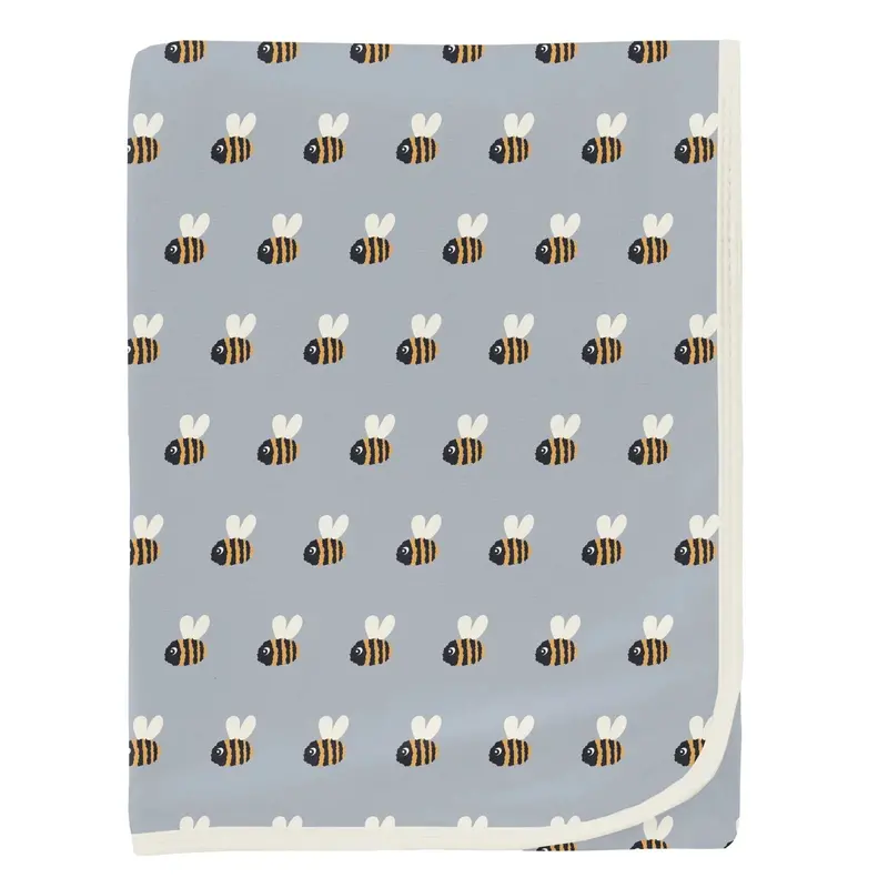 Swaddling Blanket – Pearl Blue Baby Bumblebee Print 1