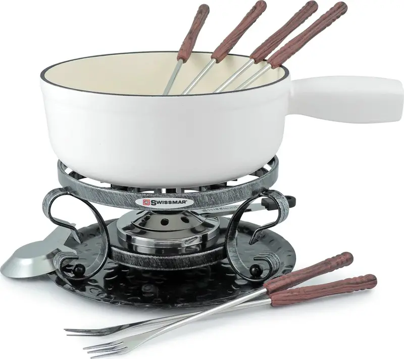 Swissmar Lugano 9-Piece Fondue Set – Stainless Steel & Ceramic 1