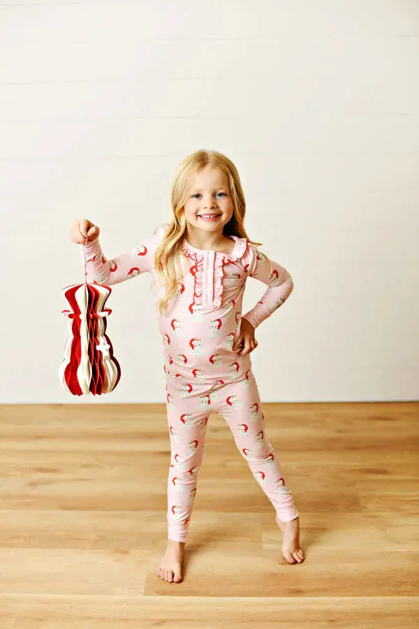 Swoon Baby Santa Pink Butterknit Two-Piece Pajama Set 1