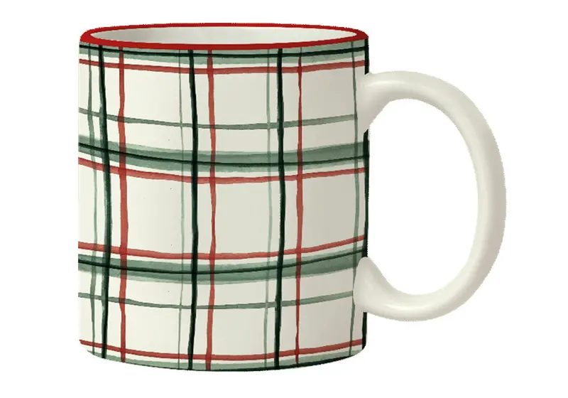 Table Of Joy Christmas Mug – Plaid Decoration, 290 Ml, Fine White Ceramic 1