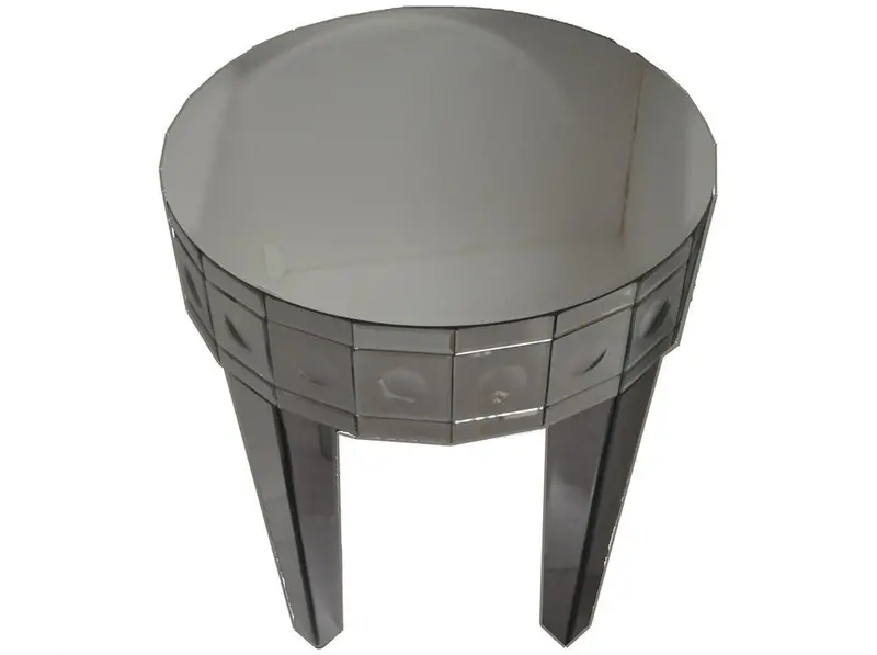 Tall Round Mirrored Side Table – Elegant Accent Piece 1
