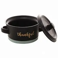Thankful Ceramic Mini Casserole Dish – Matte Black & Blue, 16 × 12.5 × 9 Cm 1