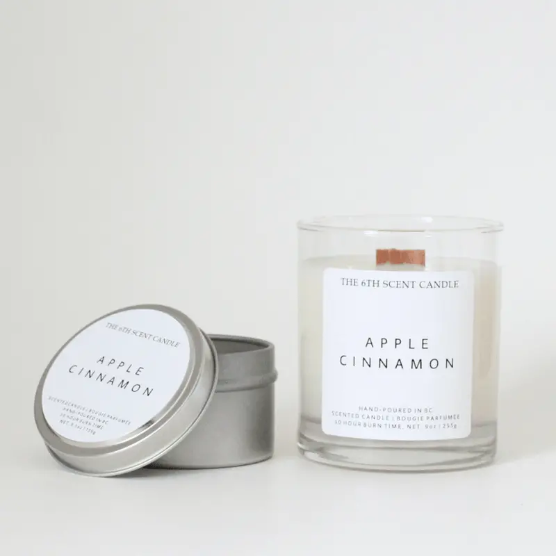 The 6Th Scent Apple & Cinnamon Soy Wax Candle – Warm Aroma 1