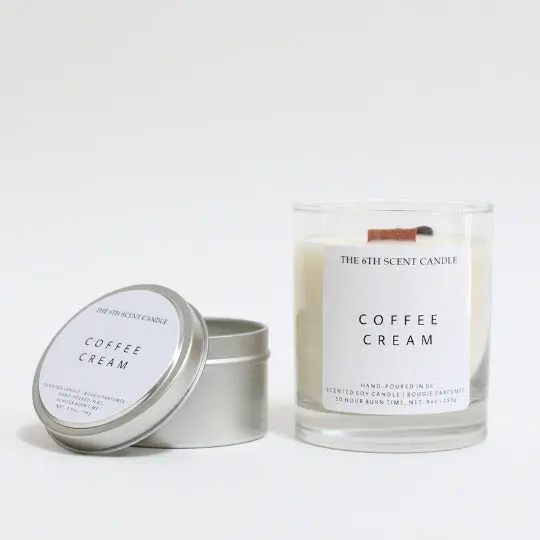 The 6Th Scent Coffee Cream Soy Wax Candle In Recycled Glass 1