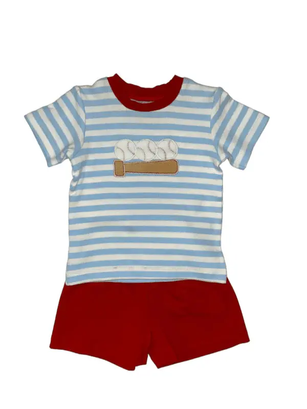 Three Sisters Baseball Boys’ Appliqué Short Set 1