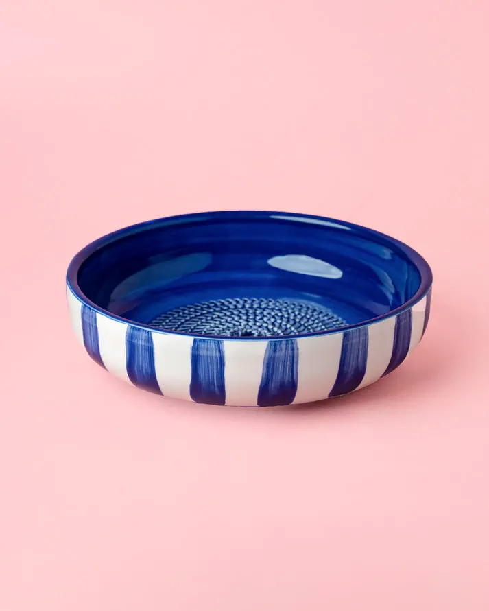 Tierra Cocida Large Costa Azul Blue-And-White Ceramic Grater Plate 1
