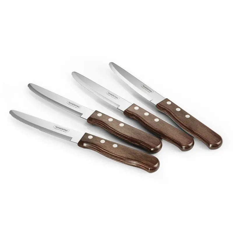 Tramontina Porterhouse Steak Knives – 4-Piece Set With Rounded Tips & Hardwood Handles (Brazilian-Made) 1