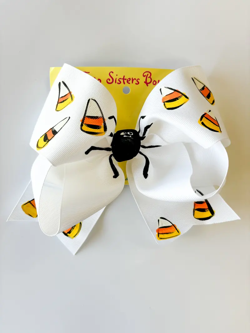 Two Sisters Hand-Painted Spider & Corn Cob Bow – Extra Large 1