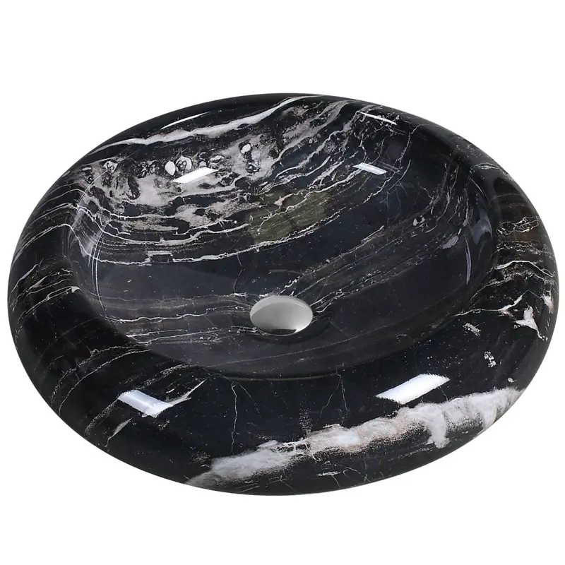 Veined Marble-Finish Ceramic Basin 1
