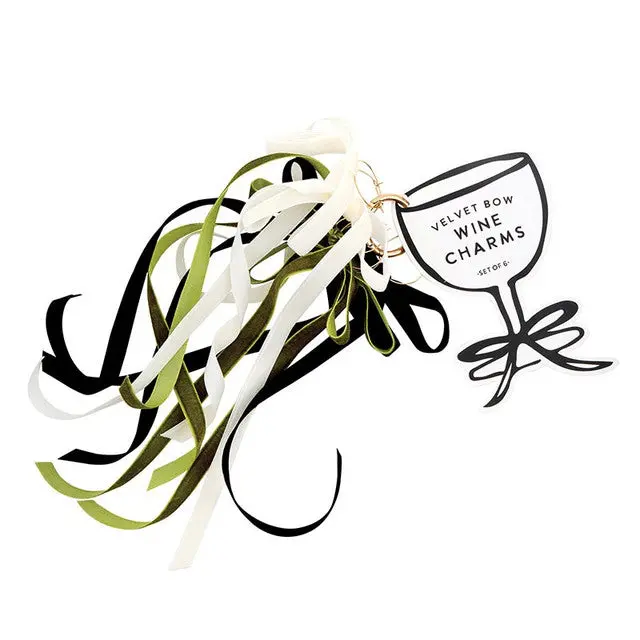 Velvet Ribbon Wine Glass Charms – Set Of 6 1