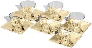Venezia Gold-Rimmed Glass Espresso Cup Set With Saucers – 6-Piece, 70 Ml Each 1