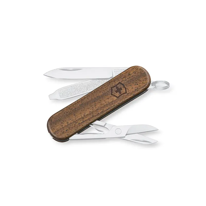 Victorinox Classic Sd Pocket Knife – 58 Mm, Brown Wood Handle 1