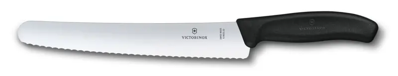 Victorinox Swiss Classic Bread & Pastry Knife – 22 Cm, Wavy Edge, Black Handle, Blister Pack 1