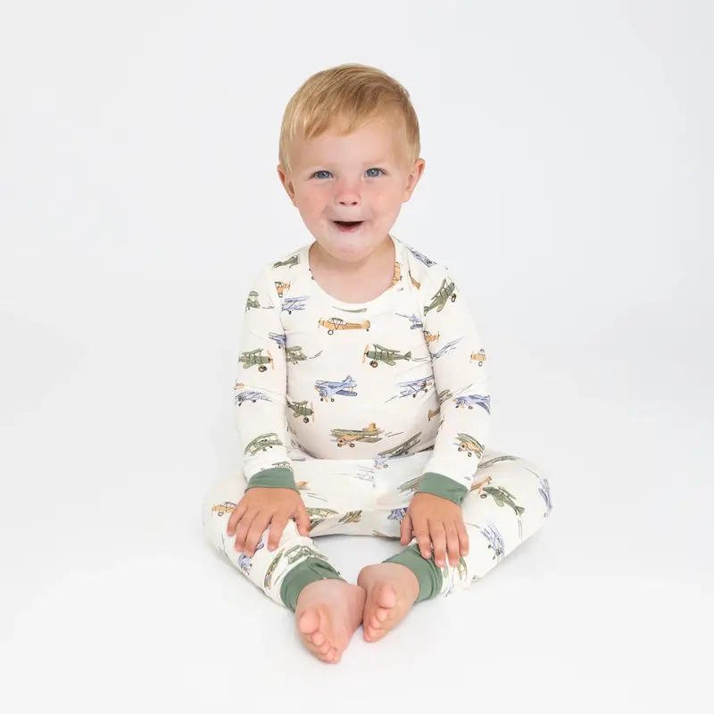 Vintage Airplane Long-Sleeve Loungewear Set 1