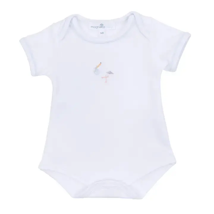 Vintage Stork Light Blue Ribbed Bodysuit 1