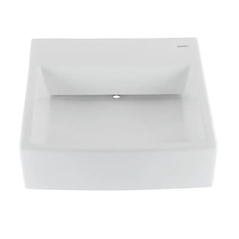 White Ceramic Sink With Concealed Drain Valve 1