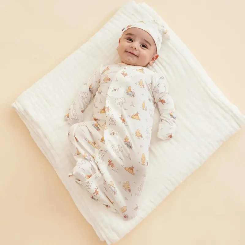 Winnie The Pooh 'Moments With Friends' Modal Magnetic Cozy Sleeper Gown + Hat Set 1