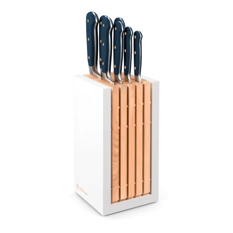 Wüsthof Classic Wild Blueberry Knife Block Set – 8-Piece Premium Forged Cutlery In White Stand 1