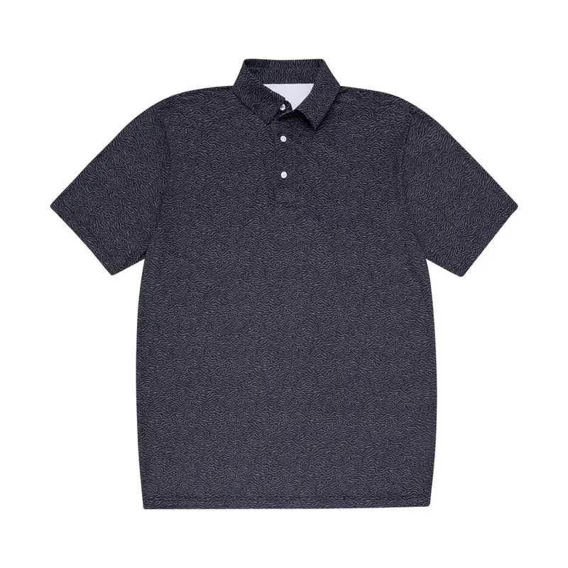 Youth Black Topographic Polo Shirt 1