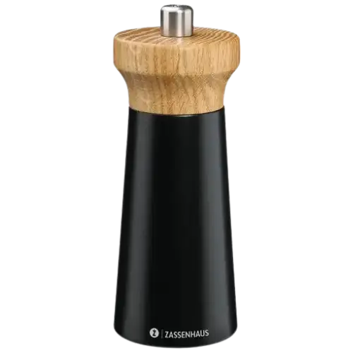 Zassenhaus Westerland Compact Pepper Mill – 14 Cm Matte Black & Oak 1