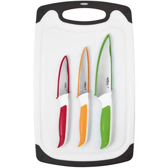 Zyliss 4-Piece Kitchen Set: Cutting Board + 3 Knives 1